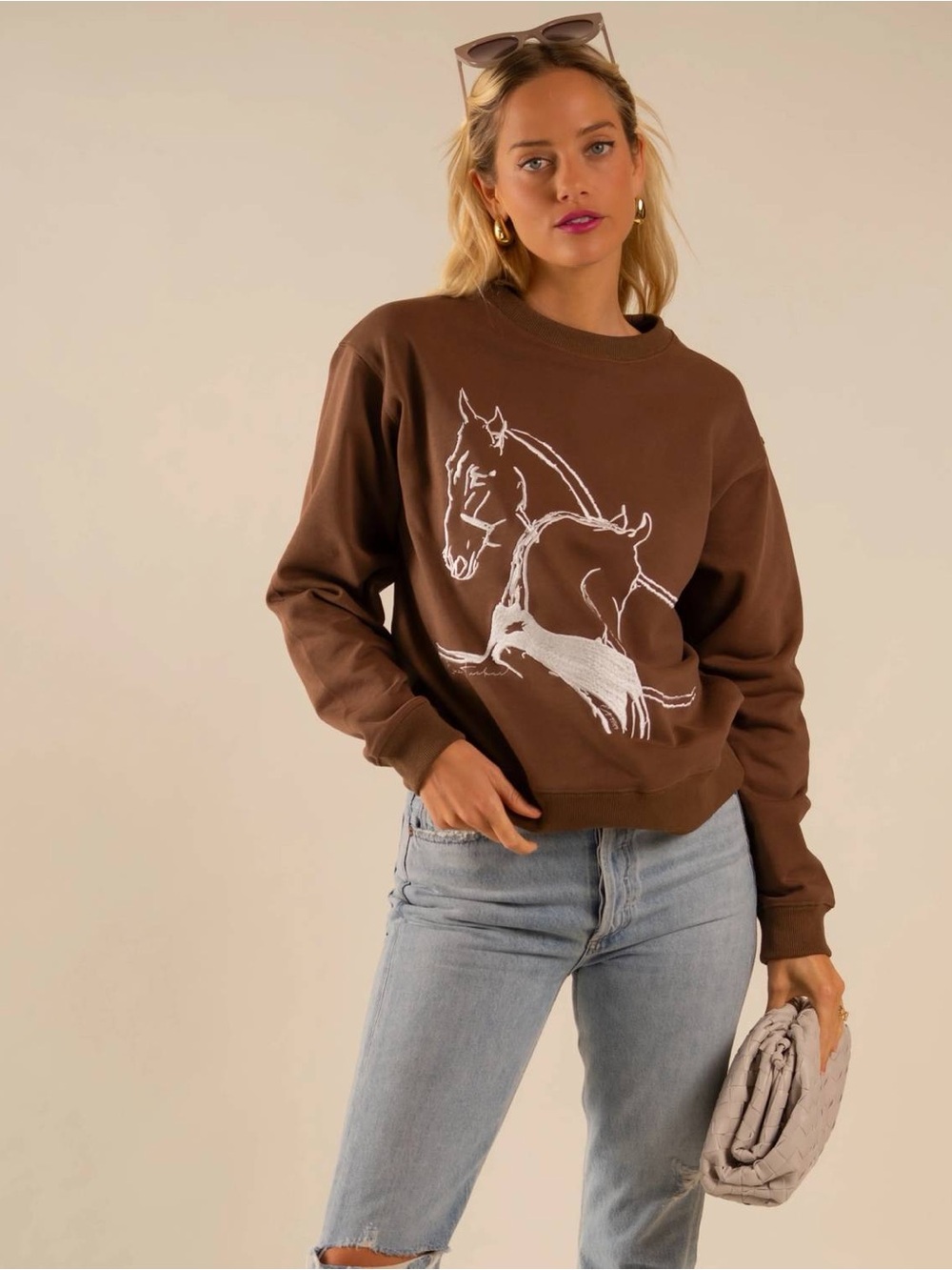 CARE TUCKER 90s Baggy Embroidered Sweatshirt (M)